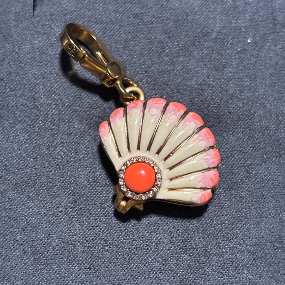 Jewelry - Juicy Couture Gold and Coral Shell Charm OPENS to reveal a faux pearl